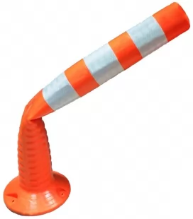 Słupek parkingowy blokujący U-12c | PCV, 75 cm, na stopie, elastyczny, uchylny, żółty